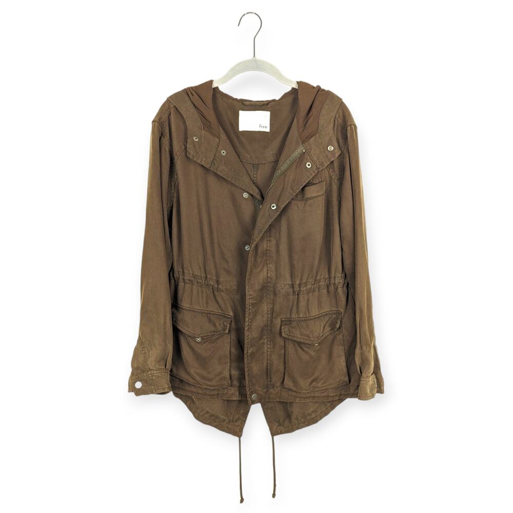 Aritzia Wilfred Free Brown Lightweight Lyocell Hooded Utility Jacket Sz Small‎